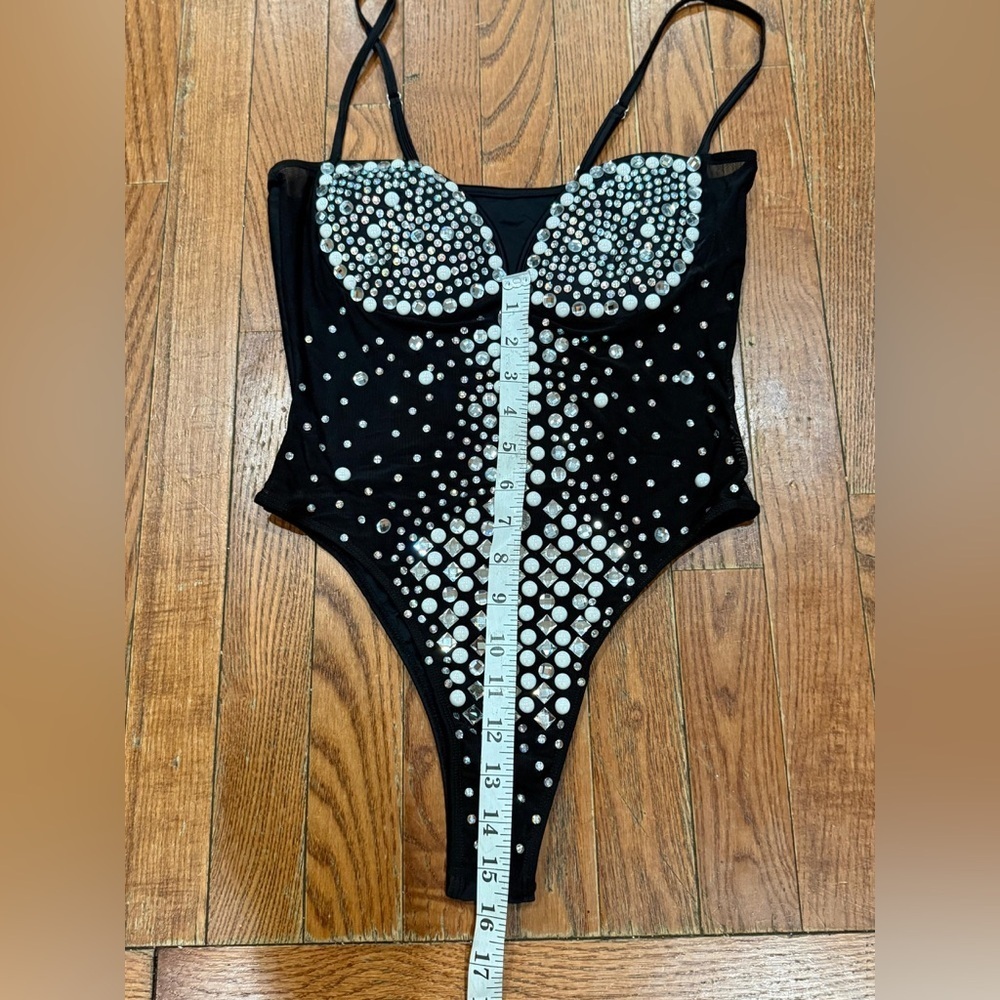 Fashion Nova Black Top with Sparkling Details - Picture 2 of 8